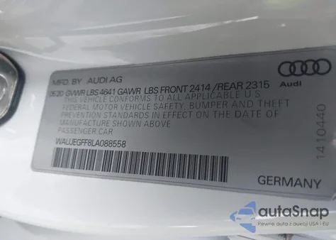 2020 Audi A3 Premium Plus 45 Tfsi S Line Quattro S Tronic from USA, damaged, VIN WAUJEGFF8LA088558